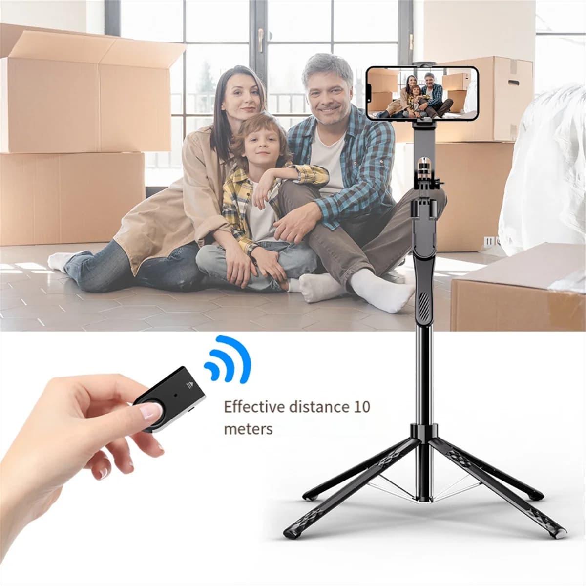 ABUB 185 cm Bluetooth Selfie Stick Supporto in lega di alluminio Stabilizzatore portatile Monopiede pieghevole, per telefono cellulare dal vivo