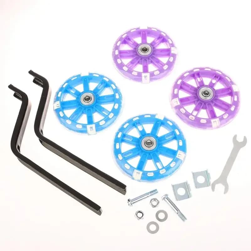 Ruote da allenamento per bici per bambini Kit montato per stabilizzatore per bicicletta con ruota silenziosa Flash per bici per bambini da 12/14/16/18/20 pollici