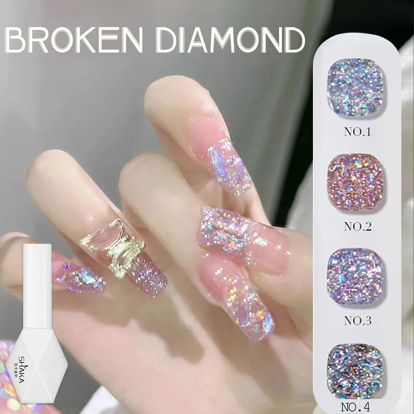 1-4 pz WS Blu Riflettente Crush Starlight Gel Smalto Per Unghie Sparking Glitter Soak Off Vernice UV Unghie Artistiche Manicure Decoartion