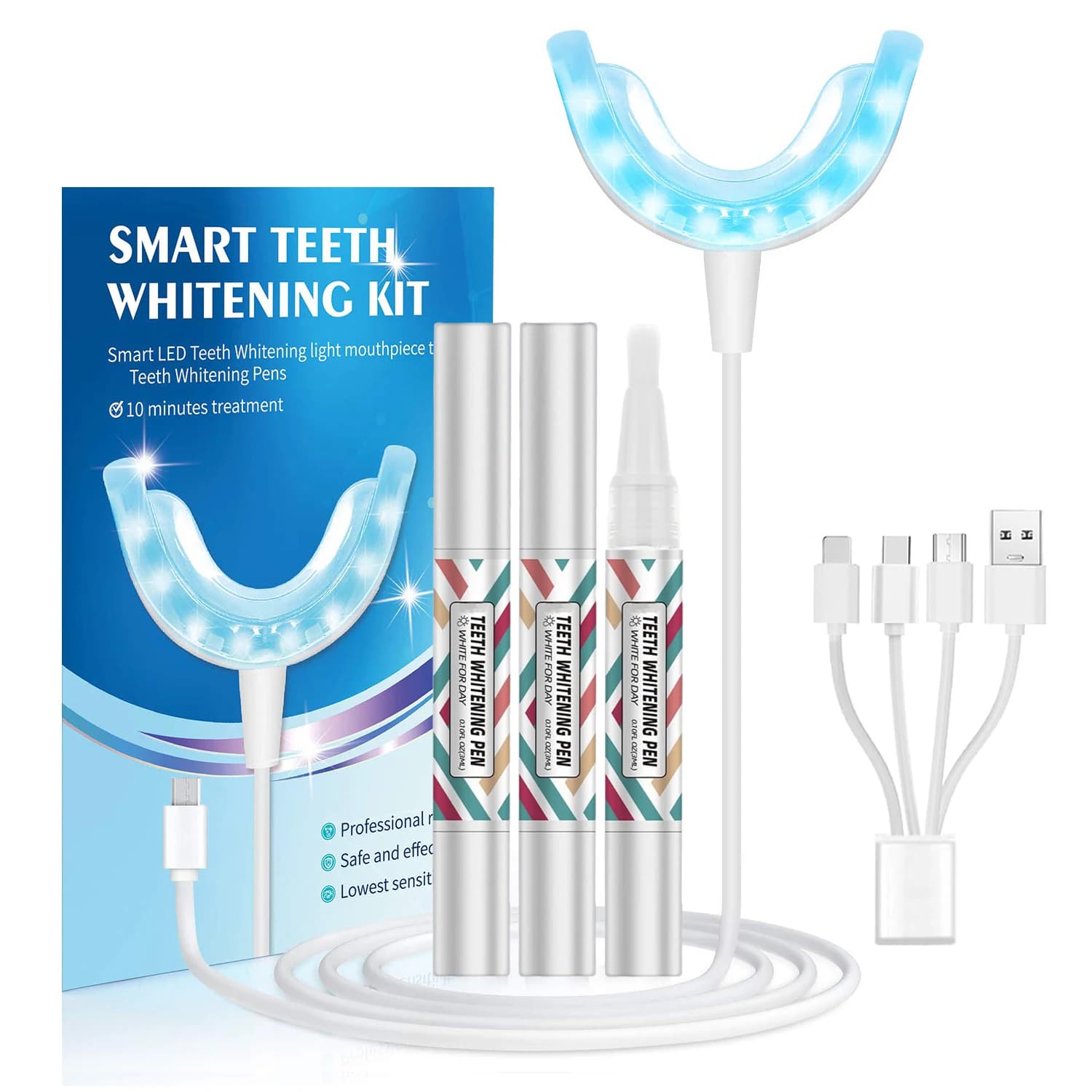 Kit per sbiancamento dei denti domestico Acceleratore per luce sbiancante per denti a LED PAP Gel per sbiancamento dei denti Vassoio per sbiancamento dei denti Rimuovi varie macchie