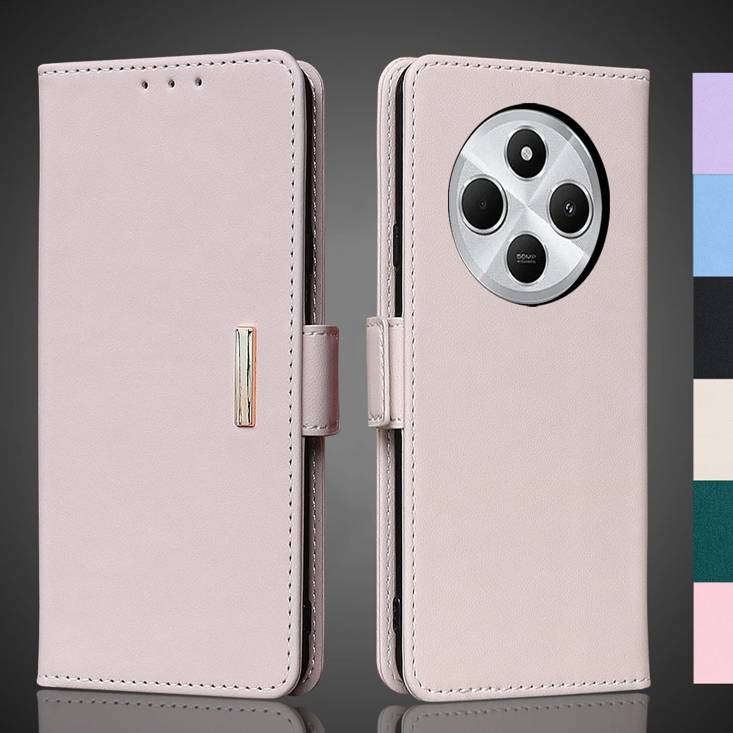 Custodia in pelle con fibbia magnetica per Xiaomi Redmi 14C / POCOPHONE POCO C75 Portafoglio RFID BLOCCO Flip Cover Semplice Fundas Coque