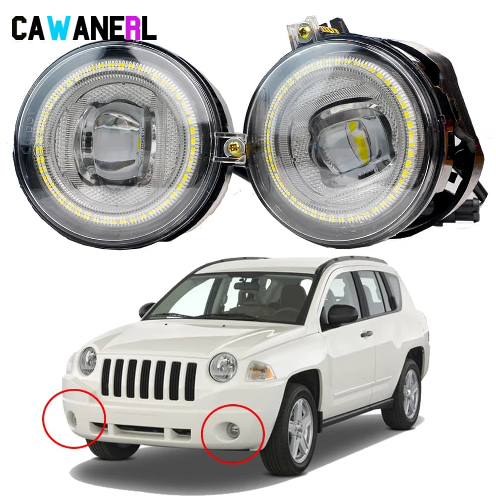 2 pezzi 9005 H10 LED Angel Eye fendinebbia DRL per Jeep Compass 2007 2008 2009 aggiornamento auto destra + nebbia sinistra lampada di marcia diurna