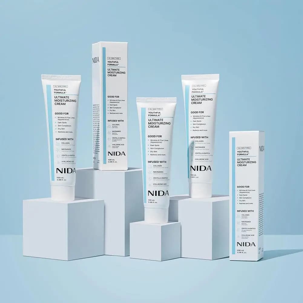 NIDA Moisturizing Cream Centella Asiatica, Niacinamide, Hyaluronic Acid, Collagen For Wrinkles, Fine Lines, Dark Spots, Dry Skin