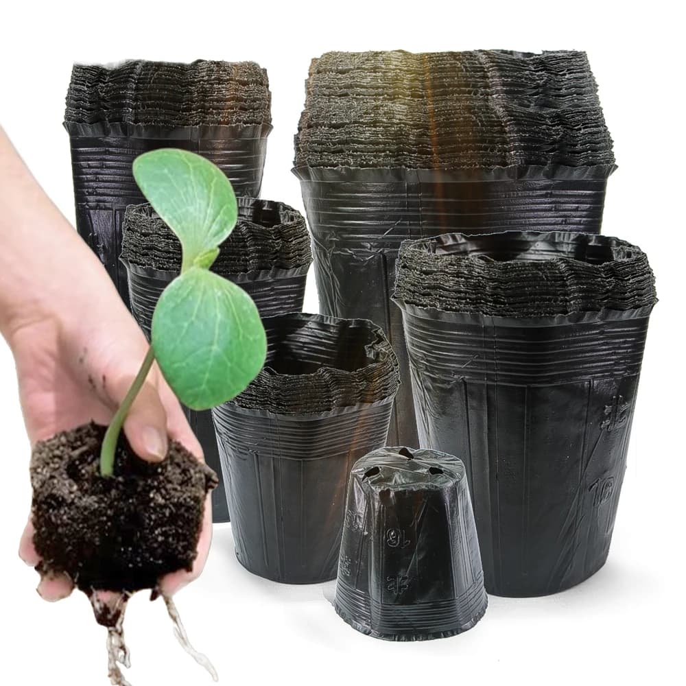 50 pieces soft black plastic garden for plants, plant pots, nursery, semi thickened, starting pot, flower, vegetables, independent box