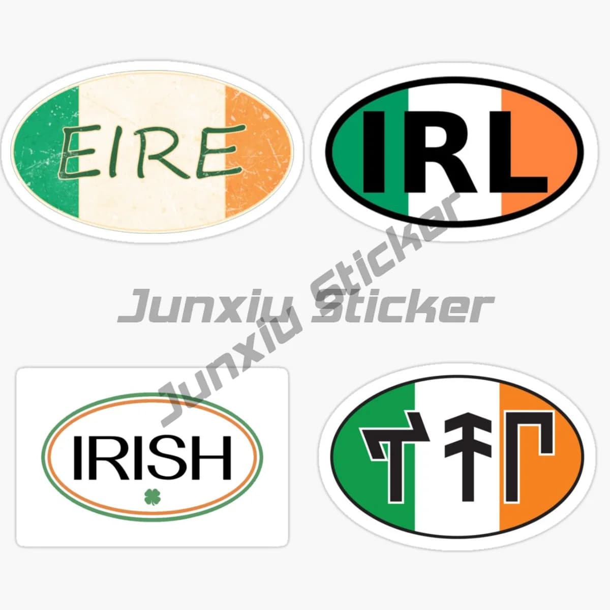 Ireland (IRL) OVAL Flag Sticker Motorcycle Laptop Truck Camper Wall Bicycle PVC Accessories Vinyl Self-adhesive Decals