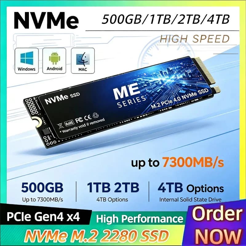 ME M.2 NVMe PCIe4.0 SSD 2TB 1TB 500GB Fast Gaming Solid State Drive Storage Upgrade for Laptop Desktop PS4 PS5