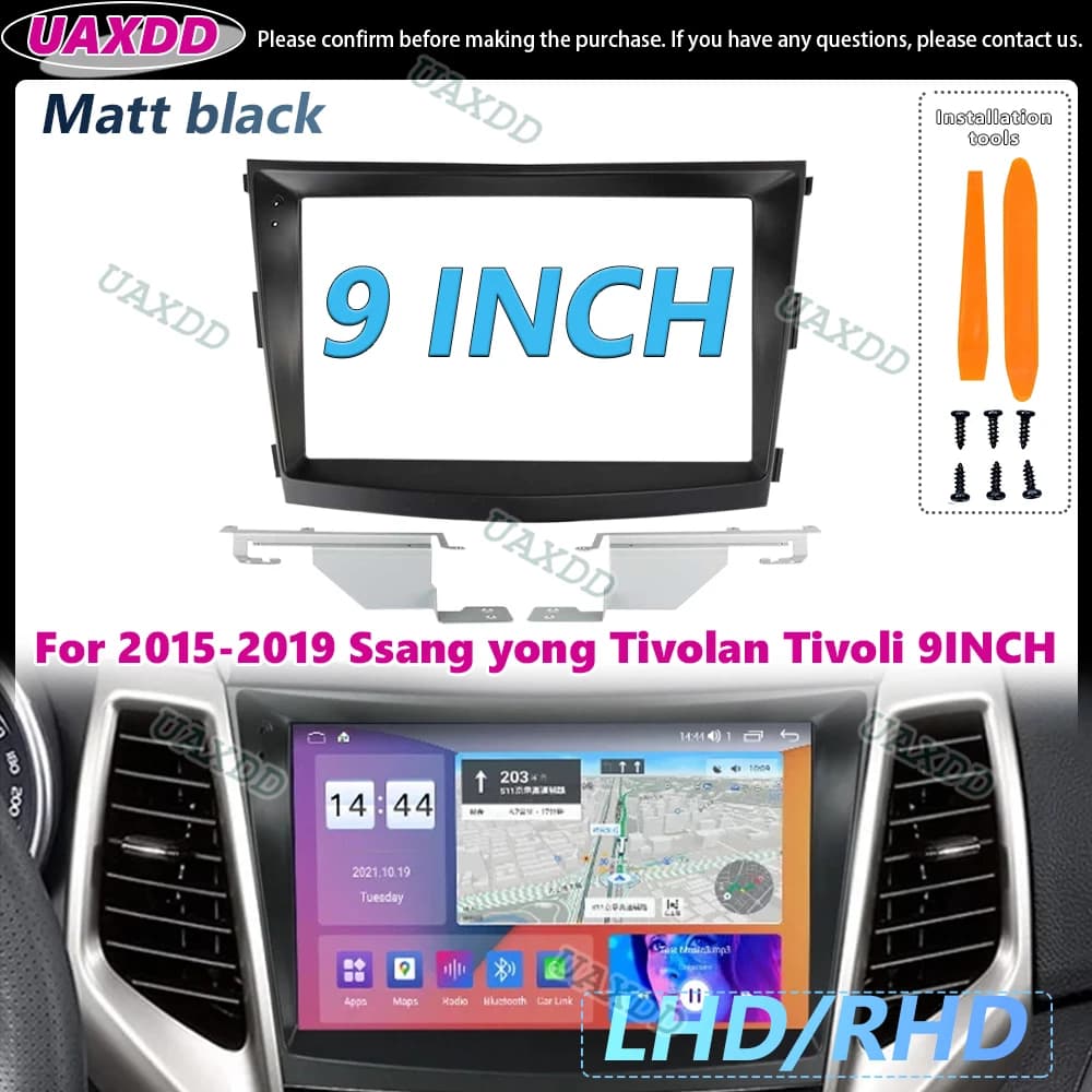 Pannello quadro per Ssangyong Tivoli Tivolan 2015-2019 kit scheda di montaggio Prada accessorio auto radio DVD GPS MP5 2Din 9 pollici telaio