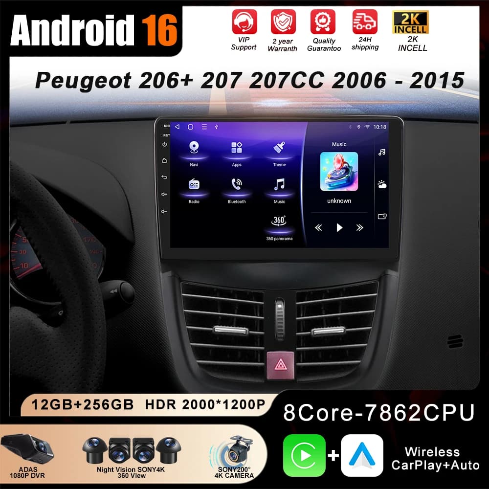 Autoradio Android 16 con Carplay per Subaru Impreza GH GE 2007-2011, Lettore Multimediale Stereo con WiFi 4G