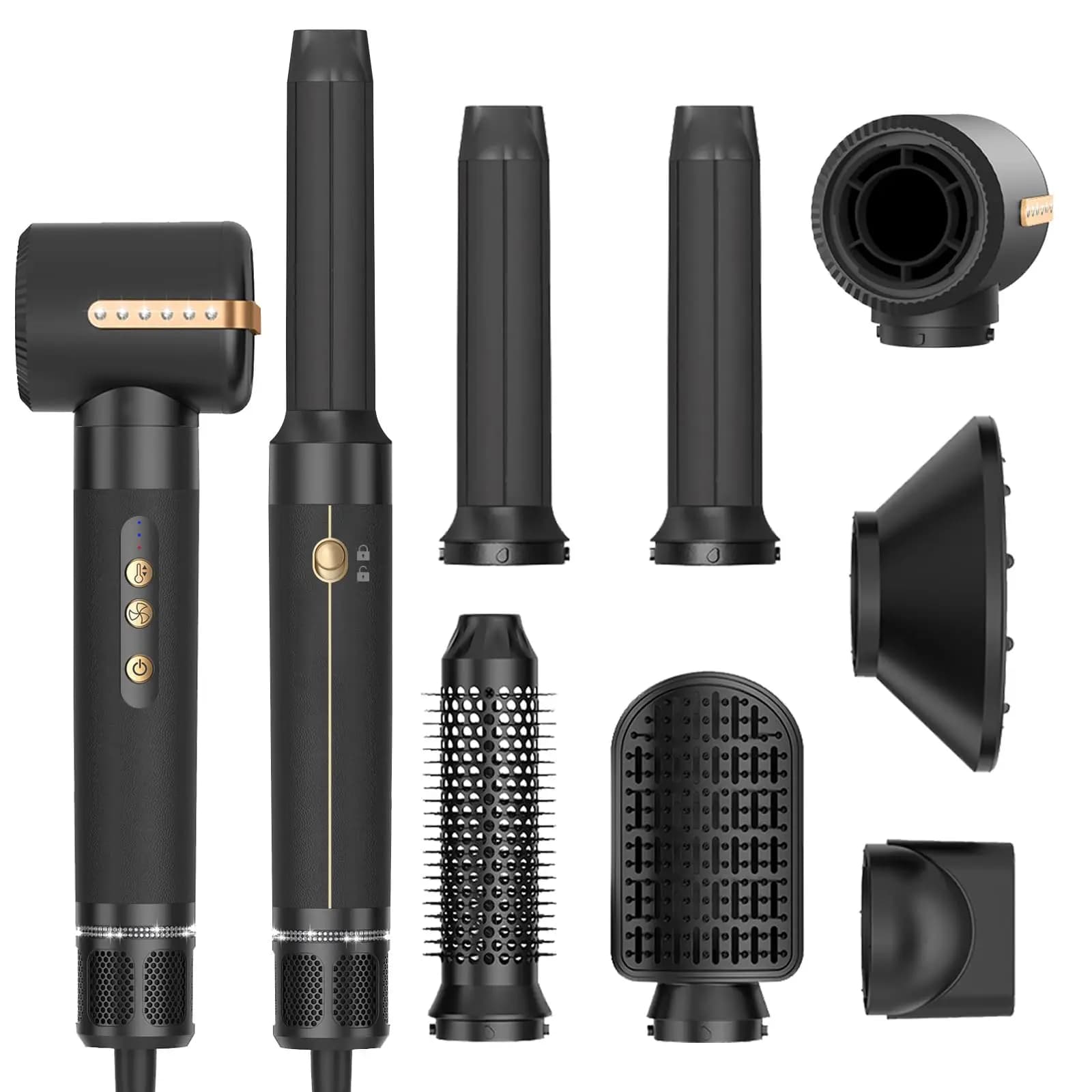 7 in 1 mini styler elettrico ad aria calda casa asciugacapelli con ugello diffusore piastra pettine bigodino spazzola per hotel