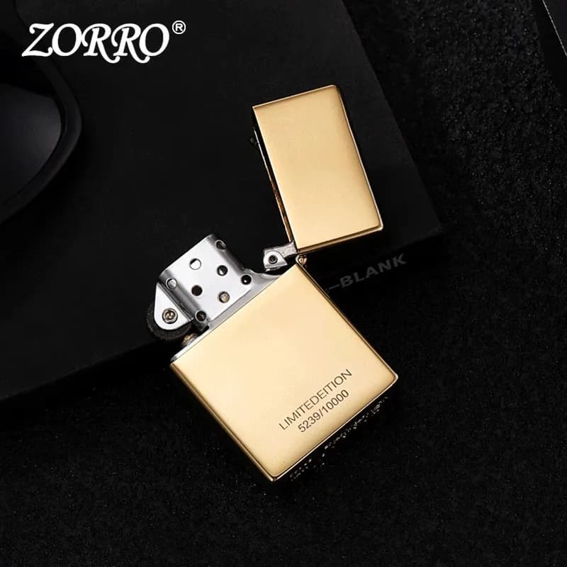 2026 New ZORRO High-end Grinding Wheel Windproof Copper Shell Kerosine Lighter, Personalized Men's Holiday Gift