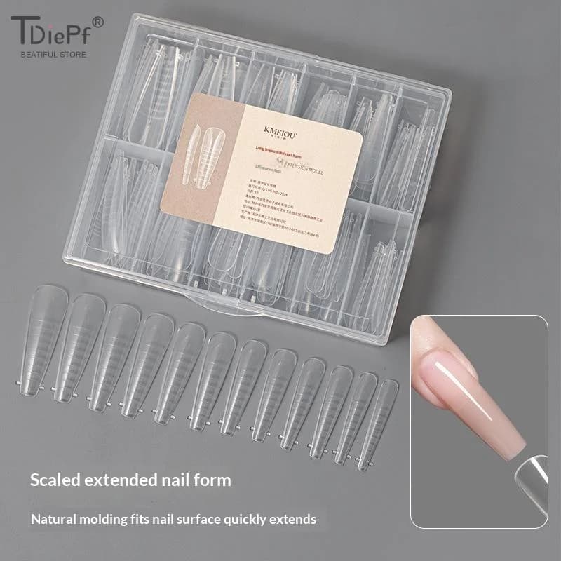 Clear Trapezoidal Nail Extension Molds With Scale Marks 120 Pieces Perfect For Home DIY Nail Art Salon Use