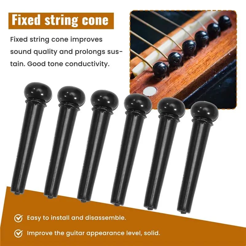ABLB-10 Set Guitar String Pegs Replacement Parts Acoustic Guitar Bridge Pins With Guitar Bridge Saddle Nut Kits Tools Black