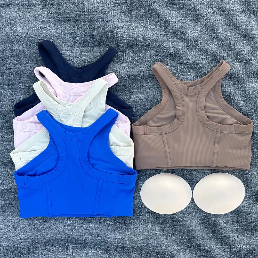 Reggiseno da yoga da donna canotte per fitness sensazione nuda reggiseno sportivo a costine gilet da palestra canotta da donna allenamento intimo abbigliamento sportivo