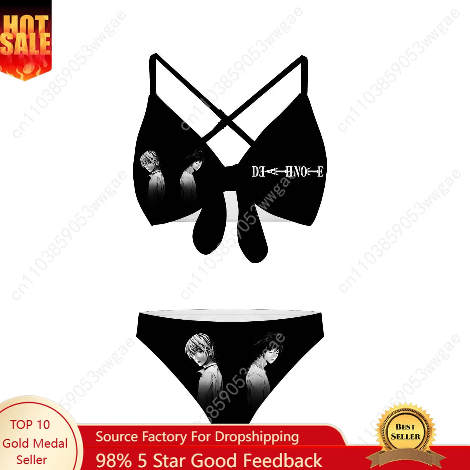 Death Note swimsuit with cross strap, women's swimsuit, custom bikini, pool party, beach swimsuits, custom swimsuits