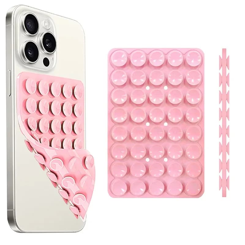 Supporto multifunzionale per telefono con ventosa in silicone, doppio lato adesivo, supporto per scrivania e auto per iPhone