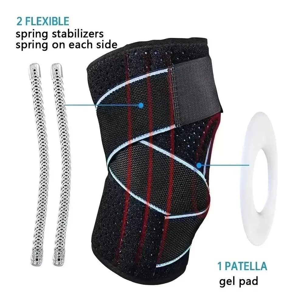 Ginocchiera a compressione con cinturino regolabile Stabilizzatori laterali elastici pressurizzati Supporto per strappo del menisco Protezione per il supporto articolare