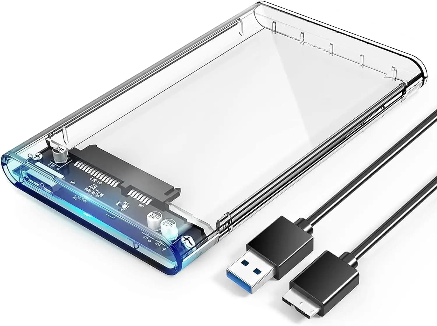 2.5'' External Hard Drive Enclosure USB 3.0 to SATA III Tool-Free Clear Hard Disk Case for 2.5 inch 7mm 9.5mm SATA HDD SSD