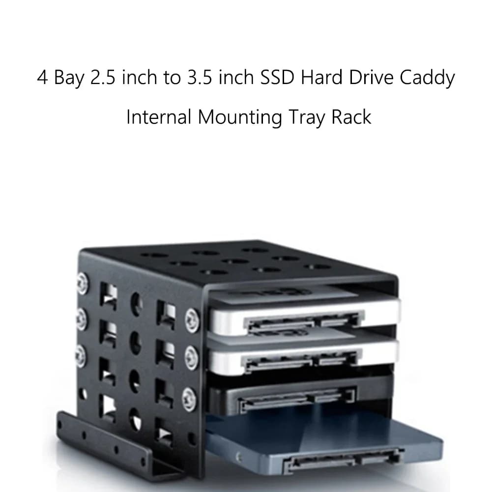 Caddy per disco rigido da 2,5 pollici a 3,5 pollici Staffa adattatore di montaggio interno a 4 alloggiamenti Supporto mobile in lega di alluminio
