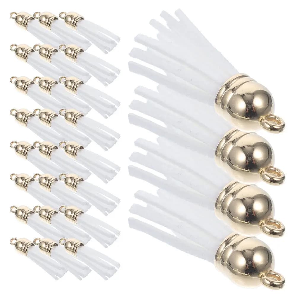 50Pcs White Fake Tassels Charm for Bag Handbag Keychain Purse Pendant Decoration Handbag Tassels Bag Charms for Women