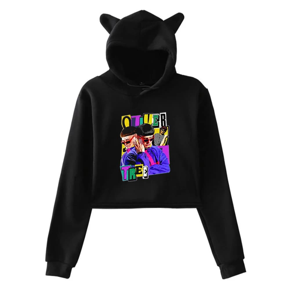 Oliver Tree 1993-2026 Memorial Tribute Rip Hoodie Cat Ears Hooded Sweatshirt Long Sleeve Crop Top Women's Clothes