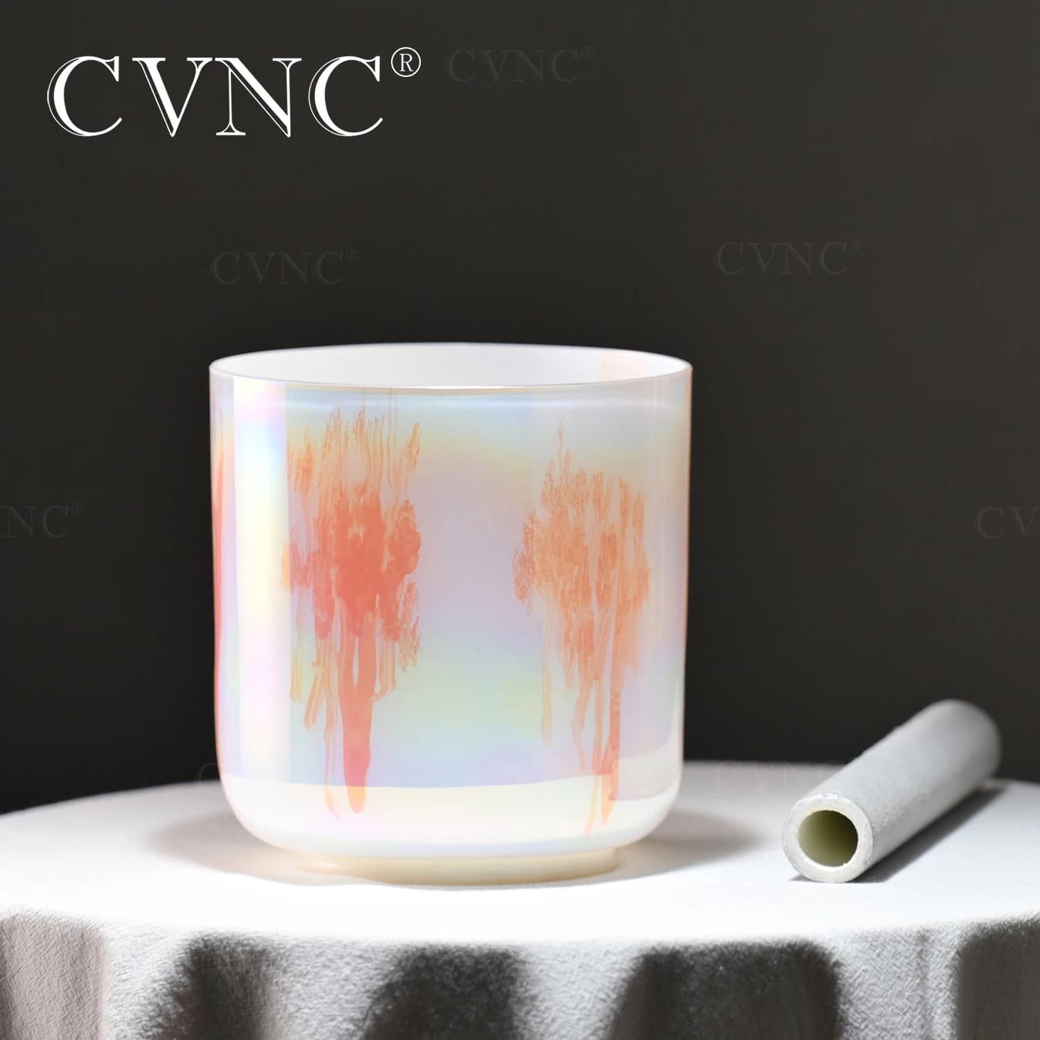 CVNC 6 Inch Dream Sun Color Clear Quartz Crystal Singing Bowl for Meditation and Sound Healing with Mallet