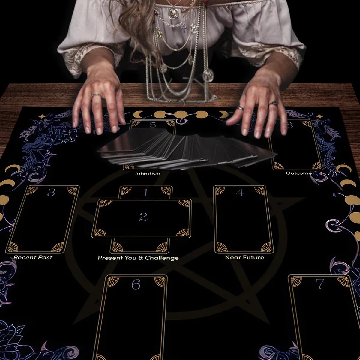 Tovaglia per carte dei tarocchi di divinazione Tovaglia per carte Oracle per carriera d'amore Tovaglia per carte di altare con tarocchi croce celtica Sorcia Decorazioni per la casa