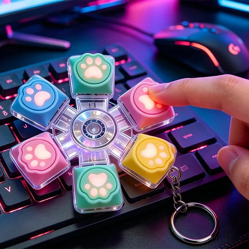 Spinner Antistress a Forma di Zampa di Gatto, Ornamento Rotante per Tastiera, Regali Fidget, Statuette Decorative per Casa e Ufficio, per Bambini e Adulti