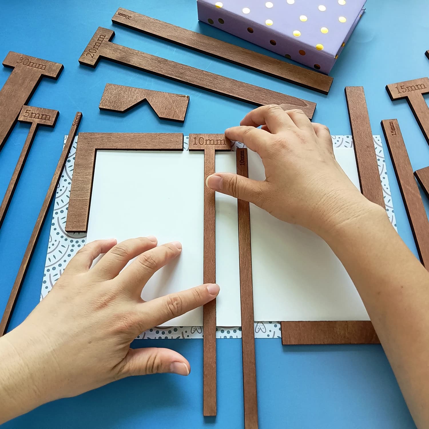 15 pezzi di strumento per rilegatura in legno con impugnatura a T, guida per copertina di libro, idea per album, pianificatore di copertine per notebook