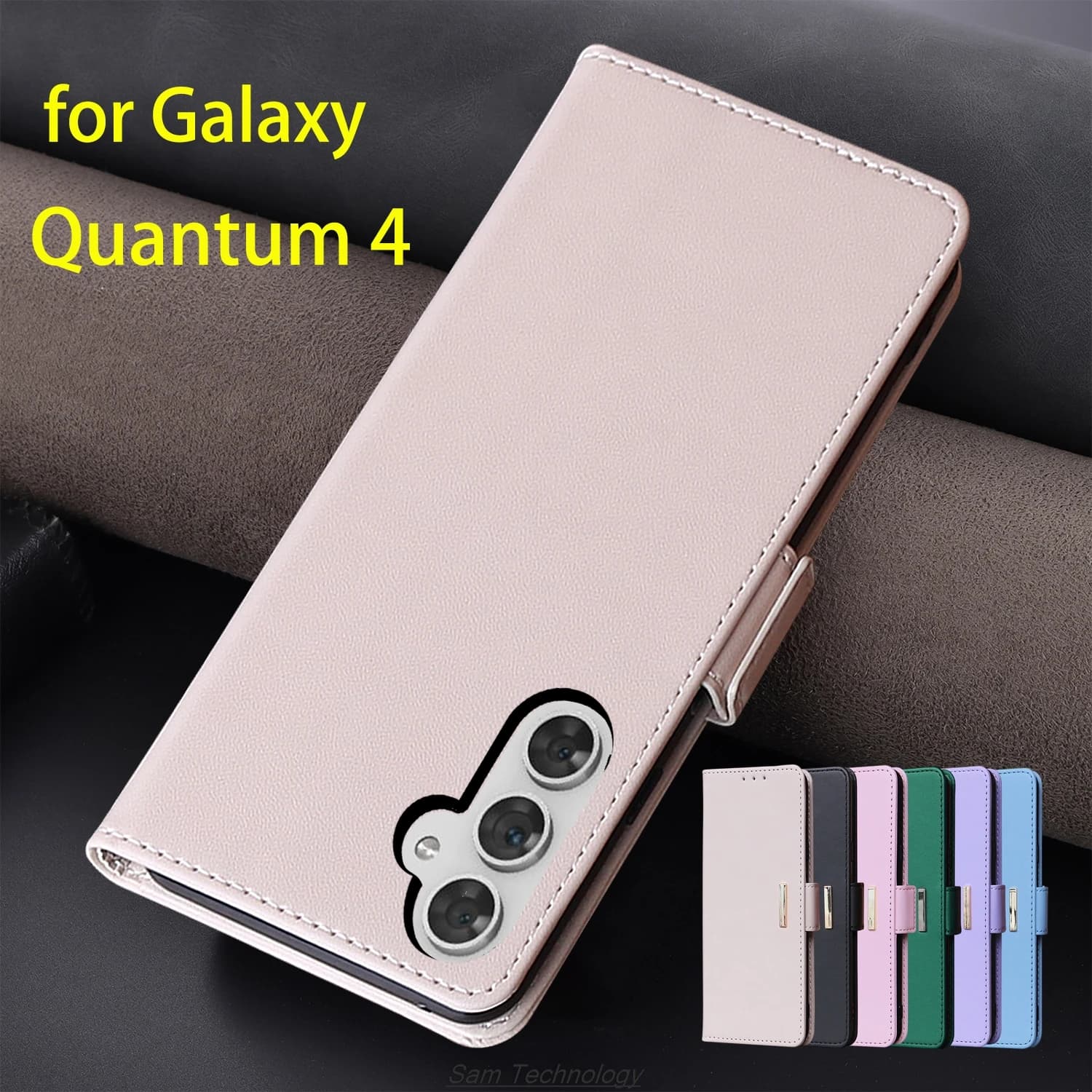 Custodia in pelle con fibbia magnetica per Samsung Galaxy Quantum 4 Quantum4 Portafoglio RFID BLOCCO Flip Cover femminile Semplice Fundas Coque