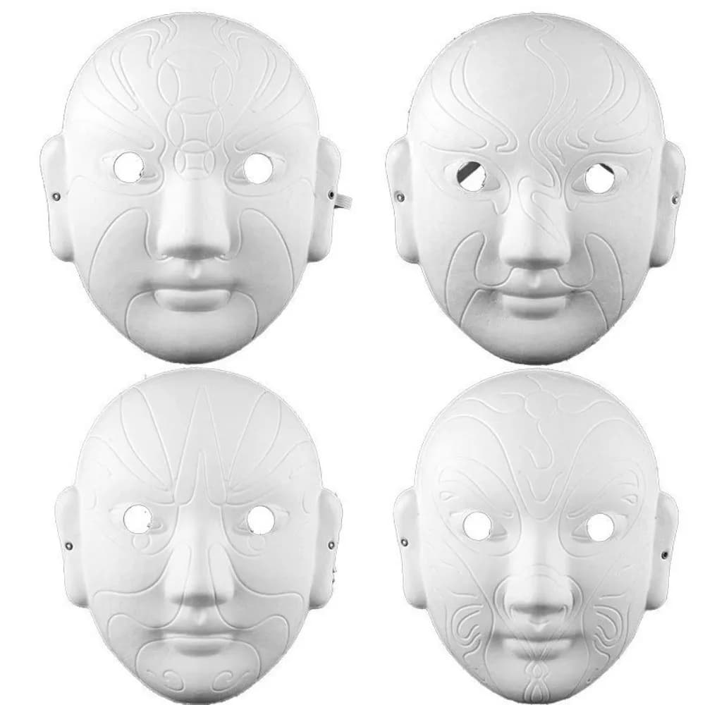 Costume Prop White Paper Beijing Opera Face Mask Paintable Blank Half Face Mask Paper Plain DIY Mask Halloween Party