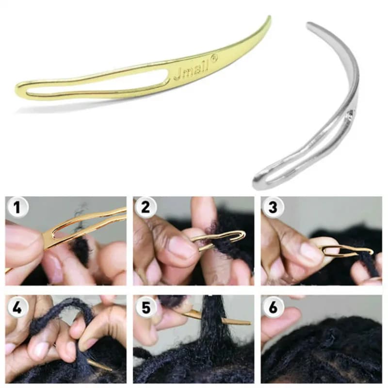 1 Pc Dreadlocks estensione dei capelli uncinetti strumenti in argento dorato per parrucca intrecciare i capelli stile di capelli africano strumento di interblocco dell'ago