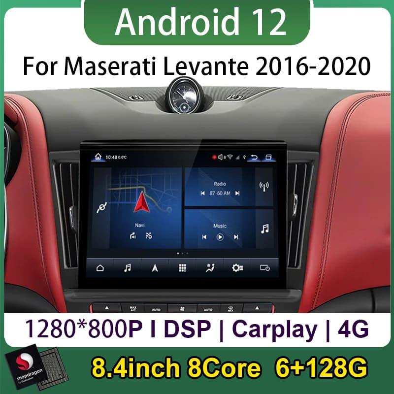 Nuovo Qualcomm 8.4 pollici Android 12 8Core 6 + 128G Autoradio Lettore Multimediale Per Maserati Levante 2016-2020 Autoradio con BT GPS