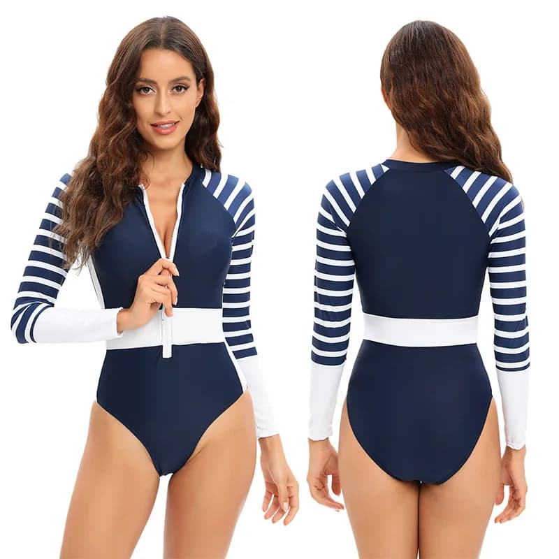 Women's Long Sleeved Swimwear Full Rash Guard Hinge Sunscreen Swimwear Snorkeling Beach Costume