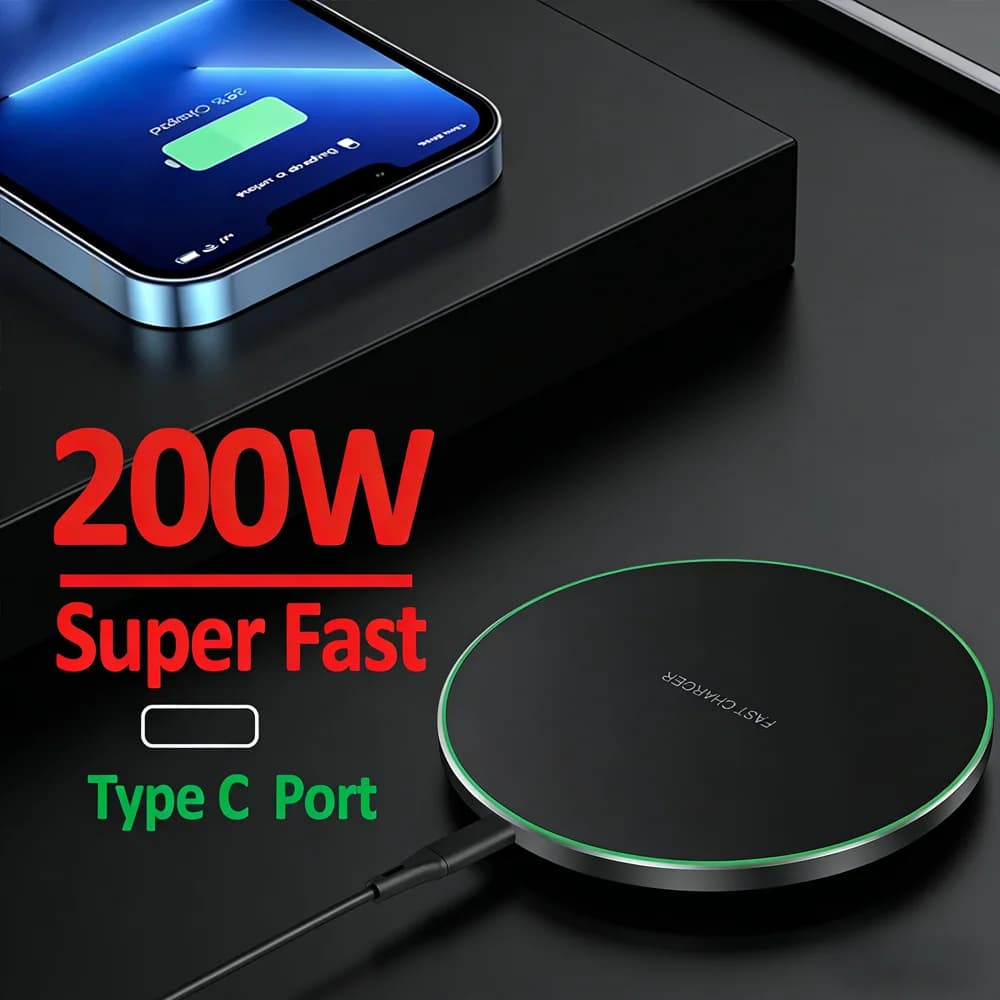 Caricatore Wireless da 200W per iPhone 17 16 15 14 13 12 X Pro Max Samsung S23 Xiaomi - Stazione di Ricarica Rapida Wireless