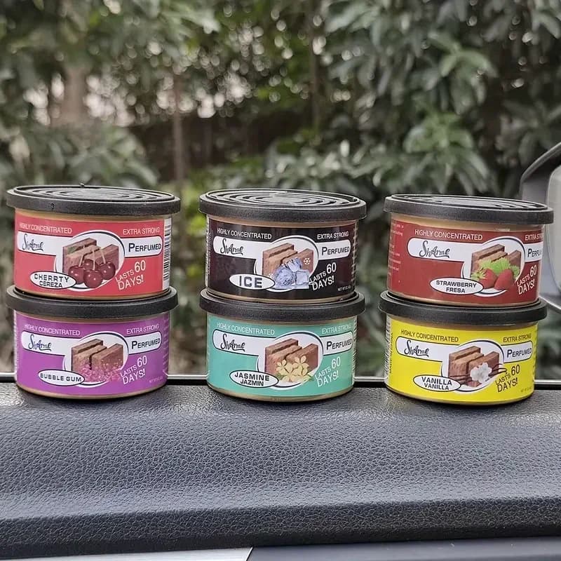 1 piece car deodorant jar, jasmine/fragola/gomma/vanilla and cherry aromas diffuser, car interior accessories