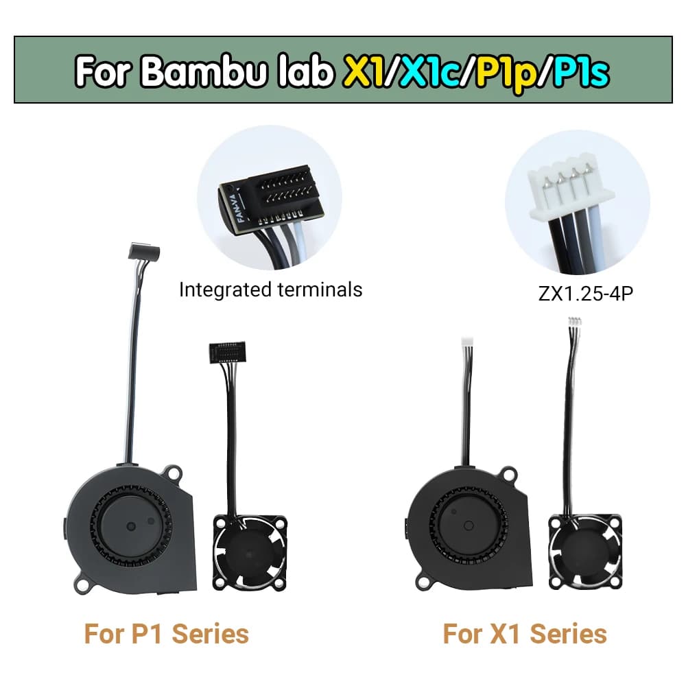 Original Lab X1 P1P P1S 5015, Mini Fan 2510 5V 15000 rpm/min with 3D Printer Cable Bamboo
