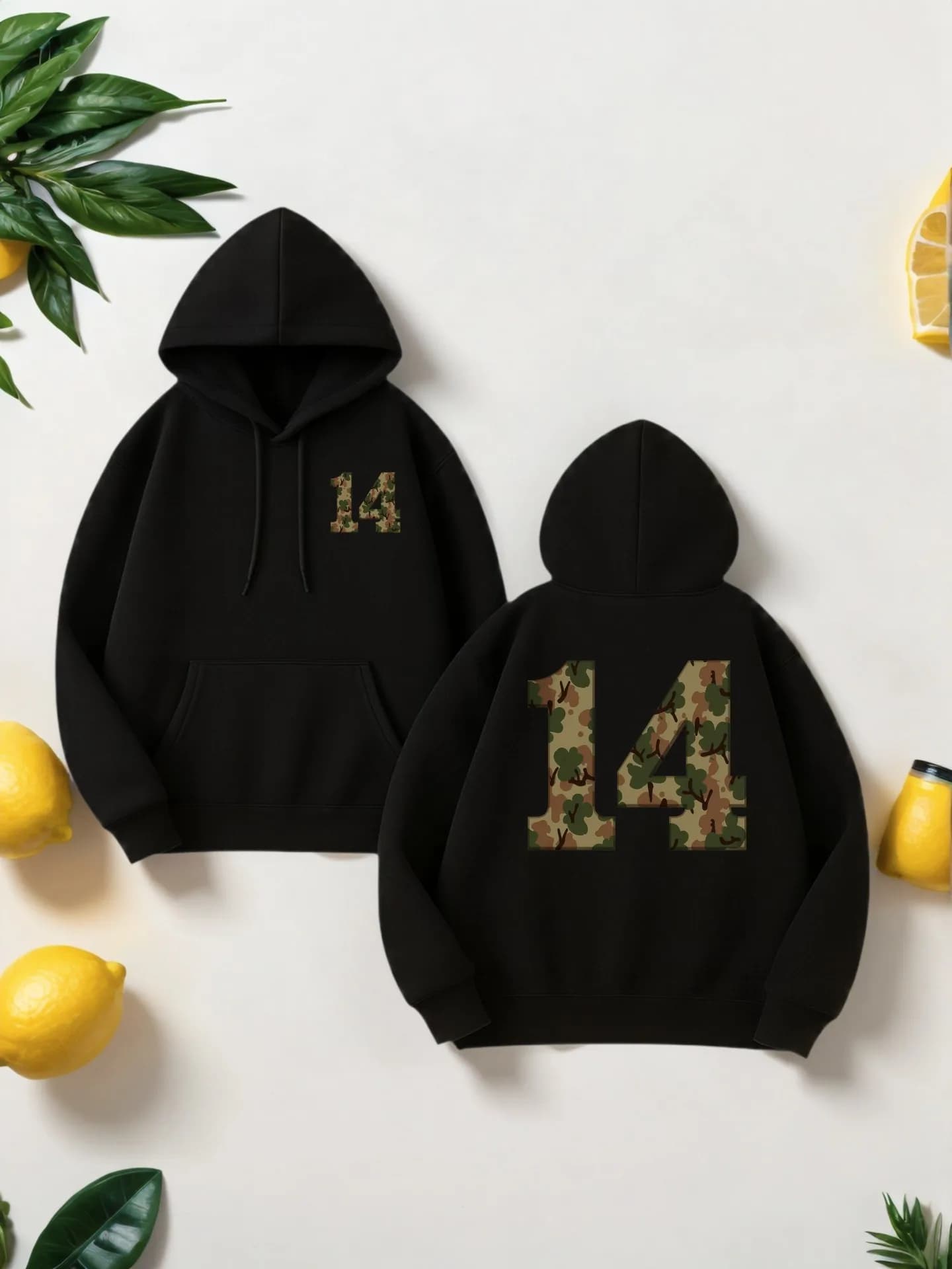 Felpa con cappuccio grafica da uomo, stampa numero 14, stile casual, foderata in pile, da uomo, da indossare tutti i giorni