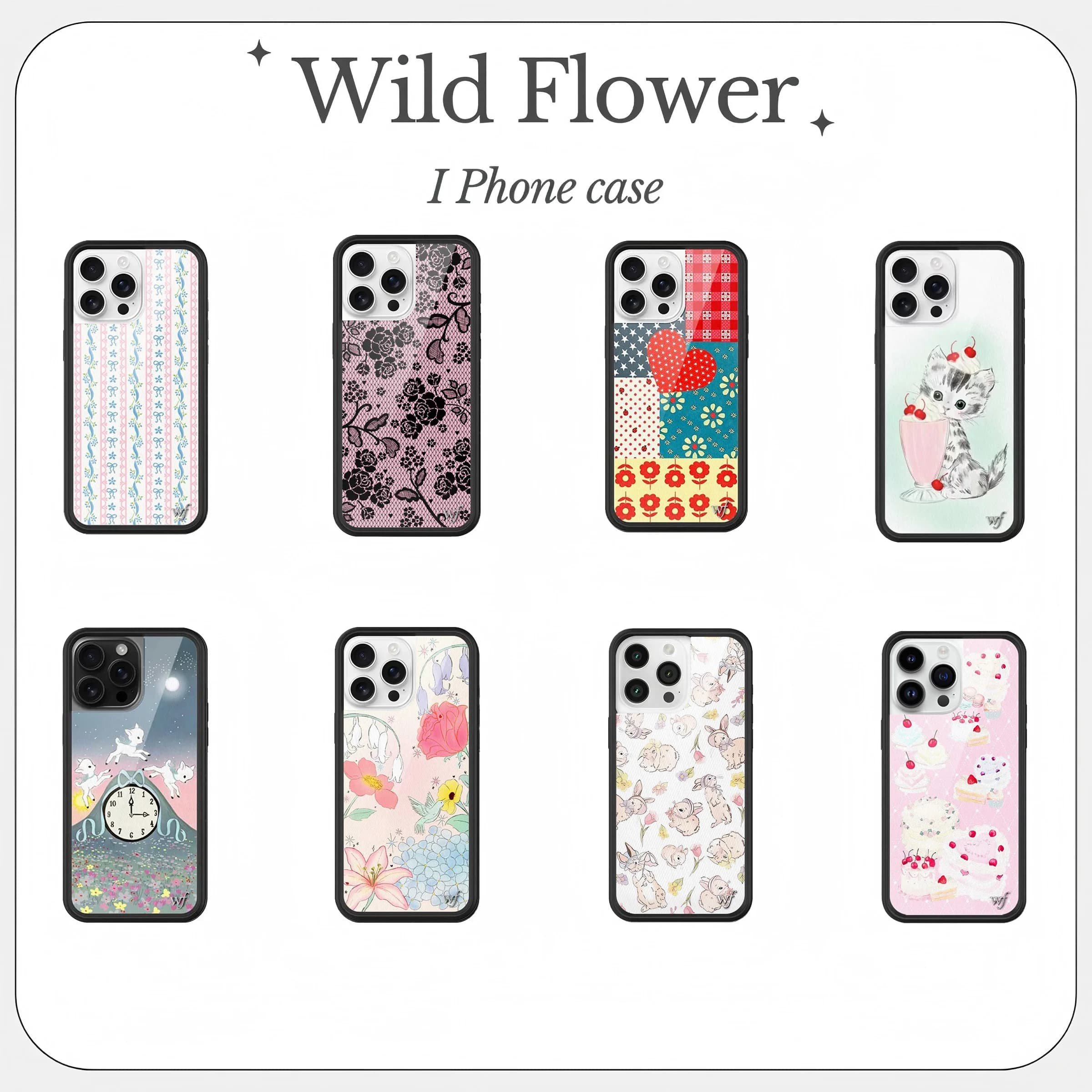 Custodia per telefono con carta da parati carina per casa delle bambole Wildflower per iPhone 16 15 14 13 12 Pro Max Plus Fashion Girls Cabina copertura antiurto