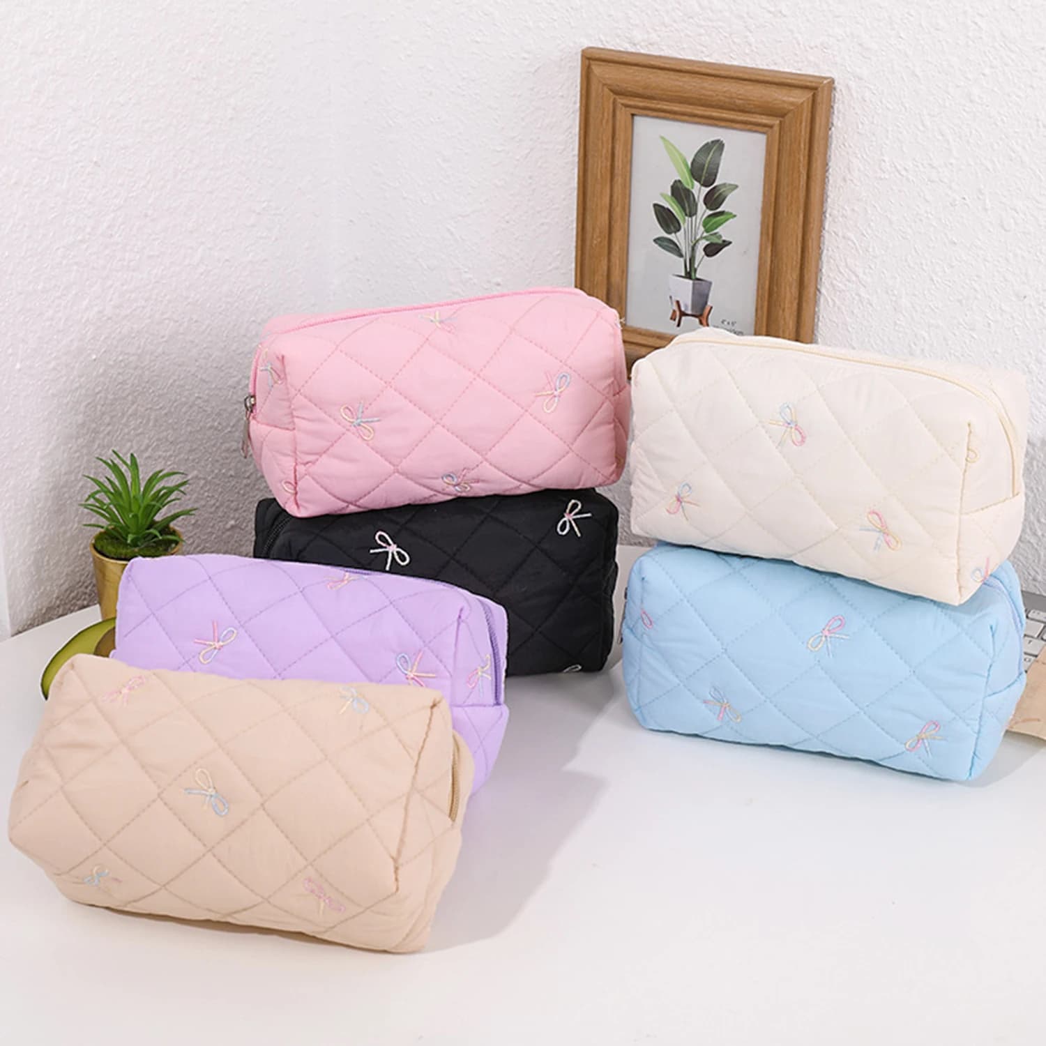 Student Pencil Case With Exquisite Bow Embroidery Ideal For Organizing Stationery Desktop Supplies Portable For Back-to-school