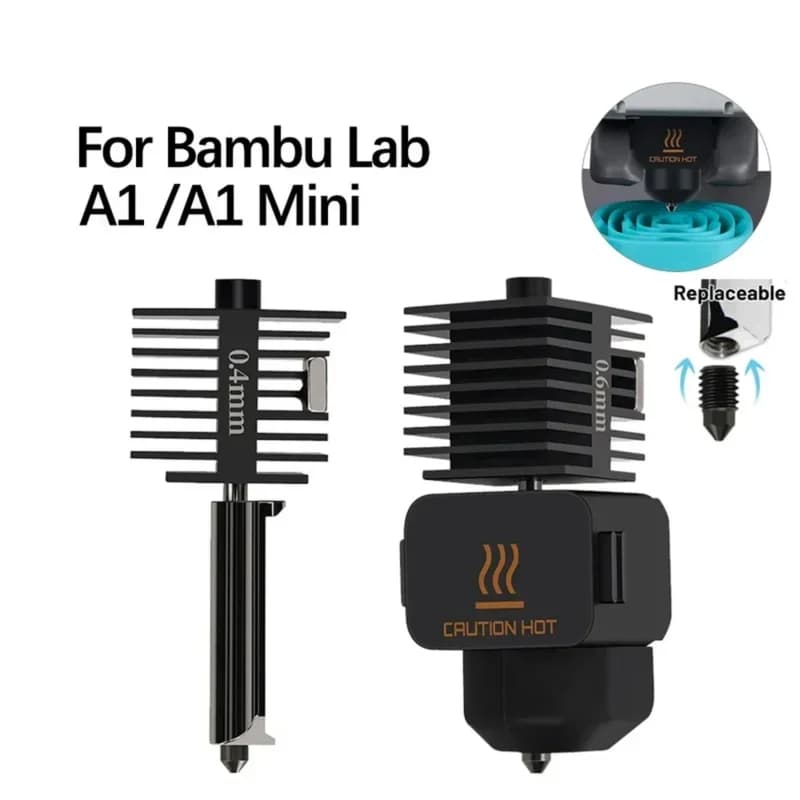 Hotend Kit per Bambu Lab A1/A1 Mini Fast Speed Hot End Assembly 0.2/0.4/0.6/0.8mm ugello in acciaio temprato parte della stampante 3D