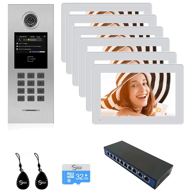 Tuya Smart Videocitofono IP da 7 pollici Sistema di costruzione di appartamenti Tastiera numerica Scheda IC