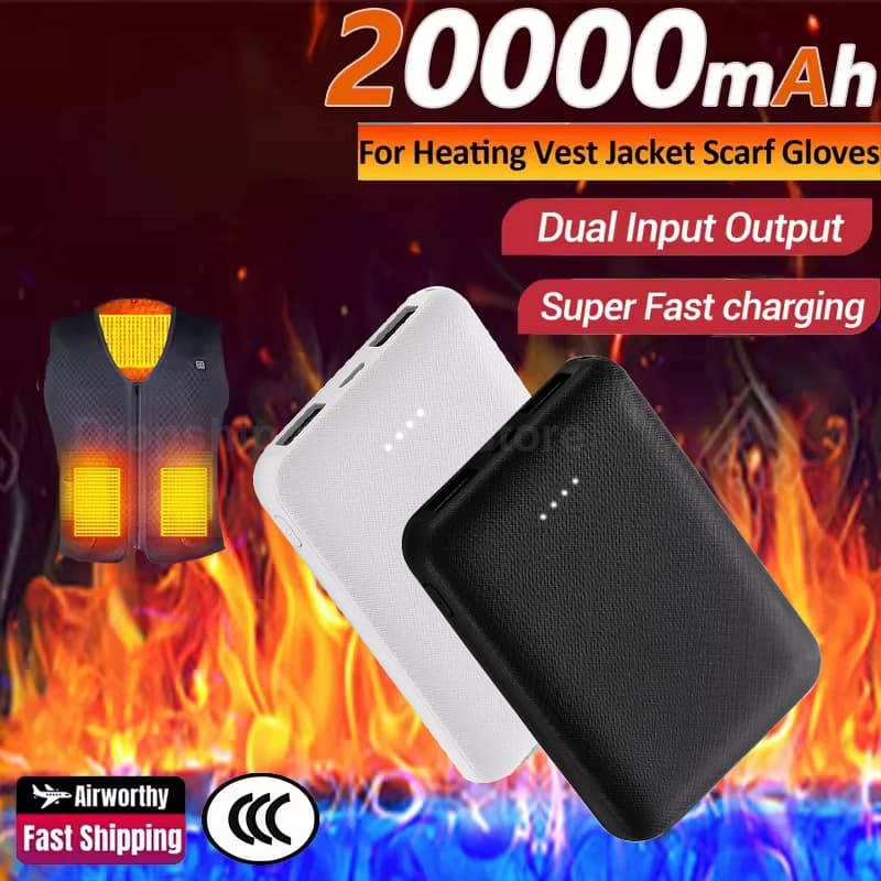Mini Power Bank Ultra Thin 20000 mAh Outdoor Battery Fast Rechargeable for Heating Jumpsuit Coat Vest Jacket Scarf Socks Glove 2025