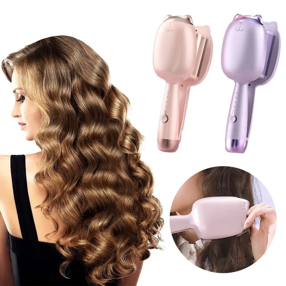 Arricciacapelli a Forma di S da 32mm, Ferro Arricciacapelli Anti-Scottatura con 3 Impostazioni, Strumento per lo Styling dei Capelli, Ferro per Onde e Ricci