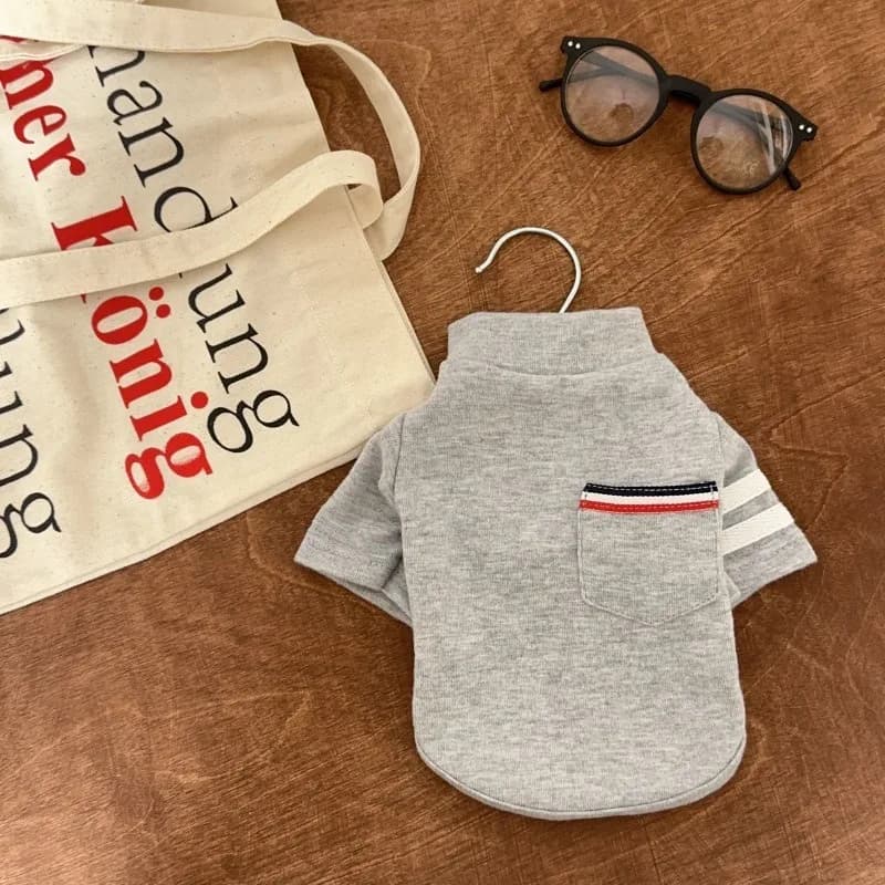 Camicia termica per animali domestici Felpa per cani a righe Felpa con cappuccio morbida con tasca per l'inverno Bellissimo gilet per cani maltesi