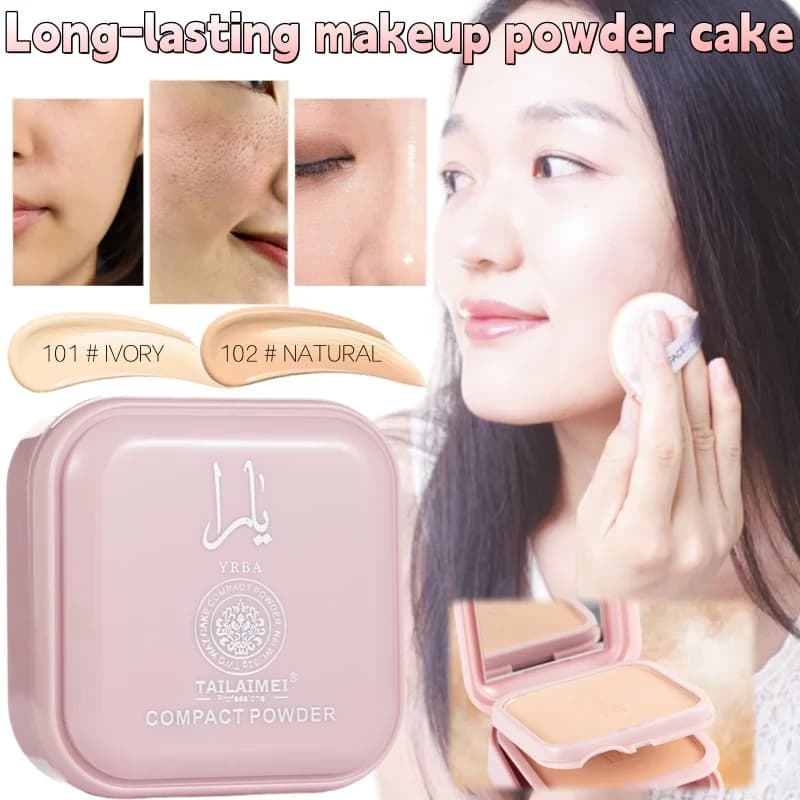 TLM Torta in polvere perlescente a doppio strato 32g Torta in polvere per trucco illuminante con correttore a lunga durata controllato da olio