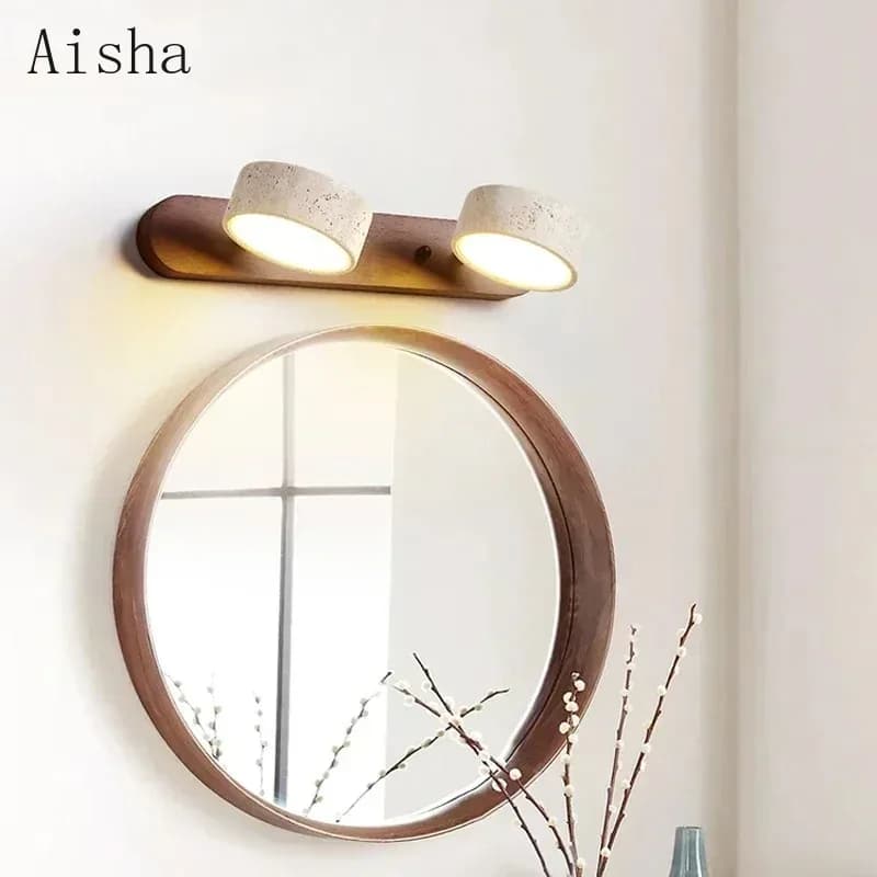 Lampada da parete a LED rotonda giapponese Wabi Sabi, decorazione per la casa, bagno, tavolo da toeletta, lampade frontali a specchio