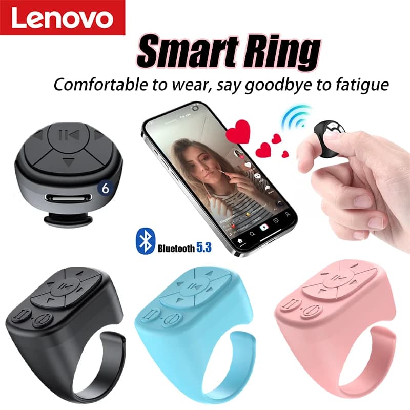 Telecomando wireless con anello di scorrimento Lenovo, controller per cellulare, compatibile con Bluetooth, per casa, viaggi, auto