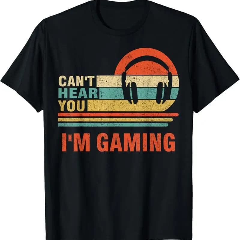 Funny gaming shirt with print: I can't hear you. I'm playing.