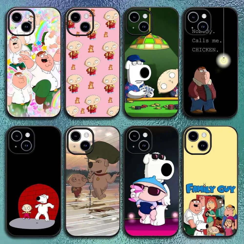 Custodia per telefono Anime Family Peter Griffin per IPhone 11 12 13 14 15 16Pro Max Plus Classic Black Soft Shell