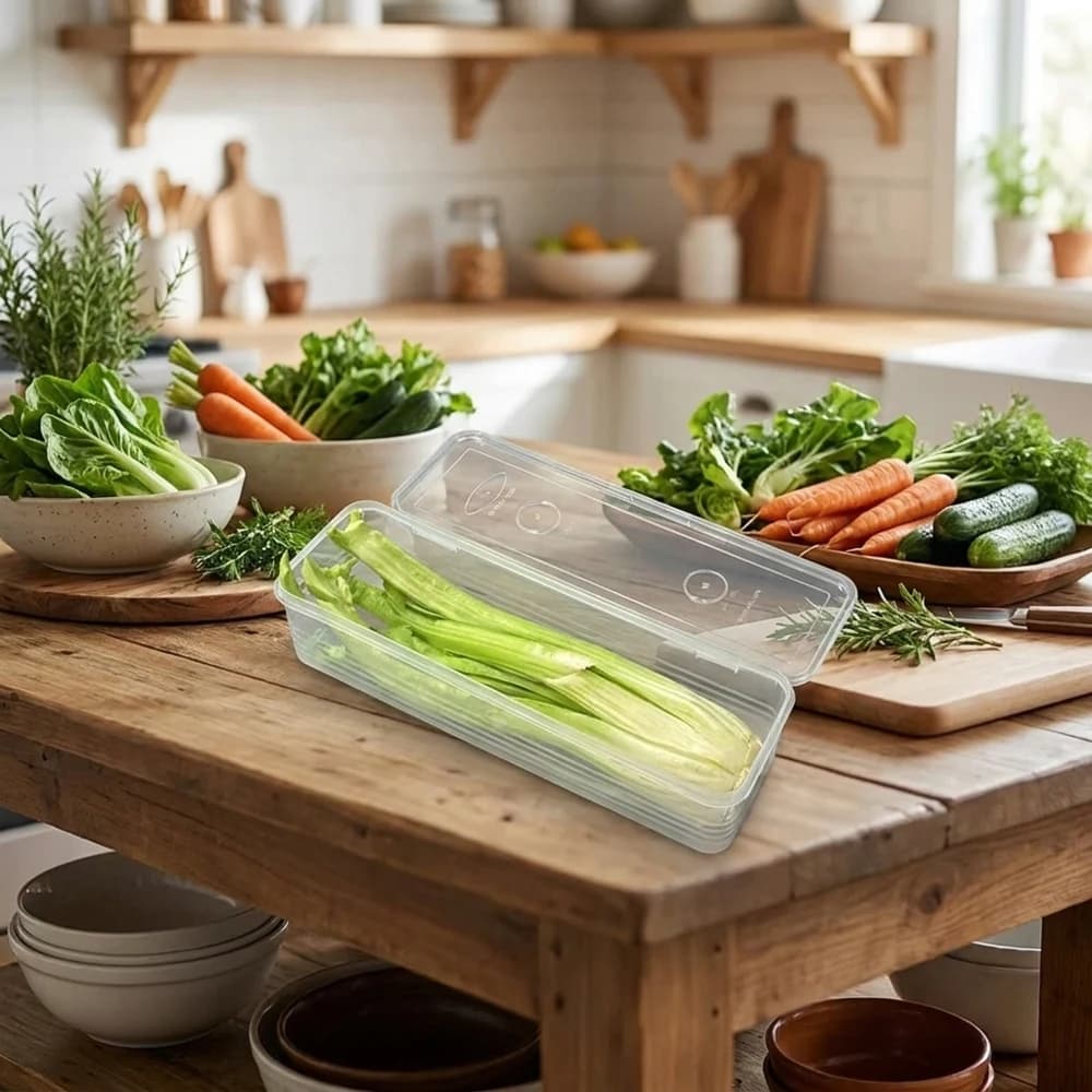 Set da 1/5 Contenitori Trasparenti per Frigorifero con Coperchio, Organizer Sigillato per Alimenti, Contenitore per Conservazione a Freddo di Verdure